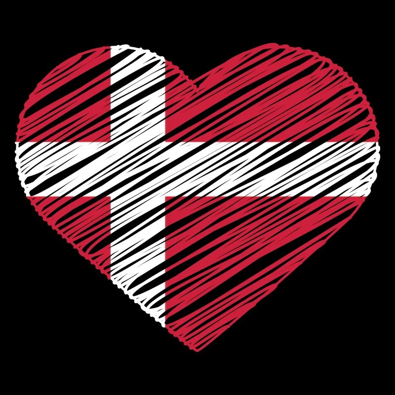 J’aime le Danemark avec le drapeau du Danemark dans une chemise en forme de cœur