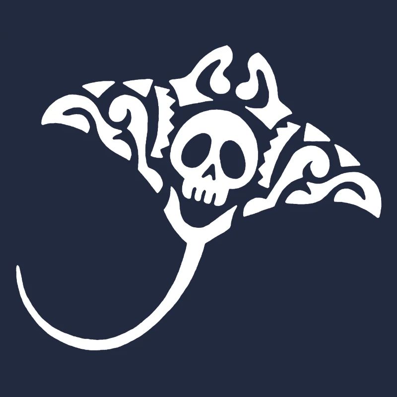 Manta ray and skull (white)