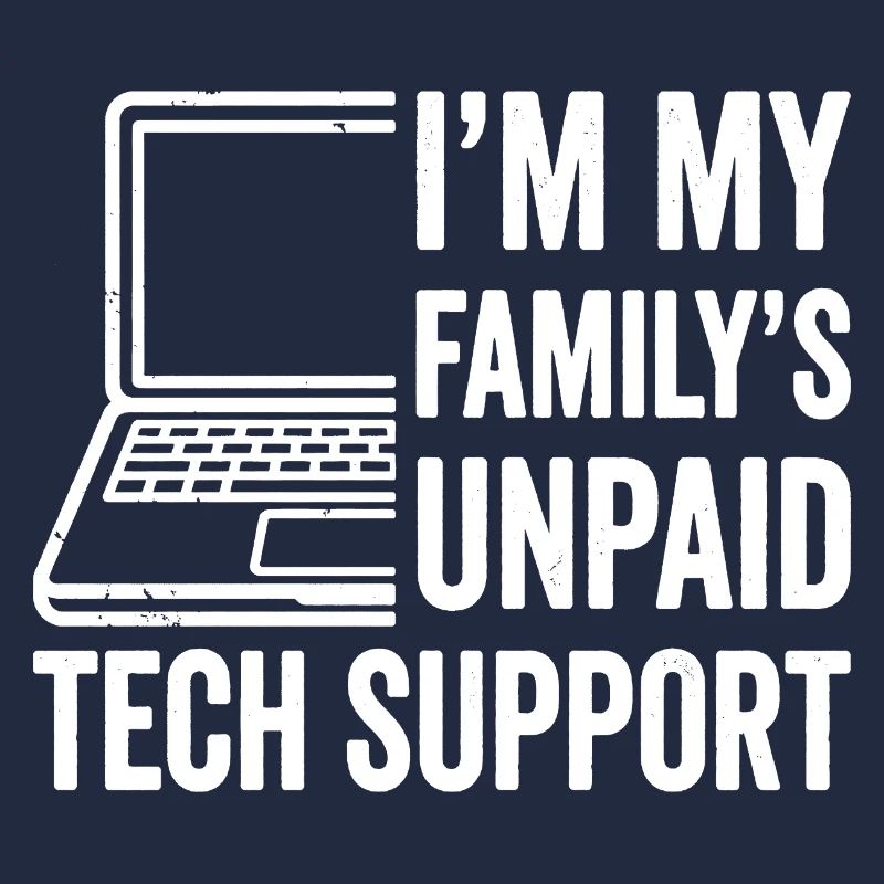 Familien unbezahltes Technik-Support-Humordesign