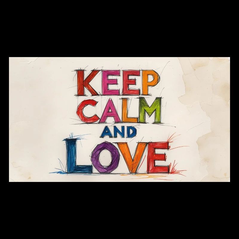 Retro Bunt Bleib ruhig und Liebe