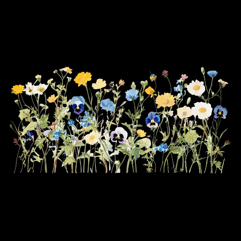 Prairie de fleurs sauvages - Fleurs naturelles à l’aquarelle