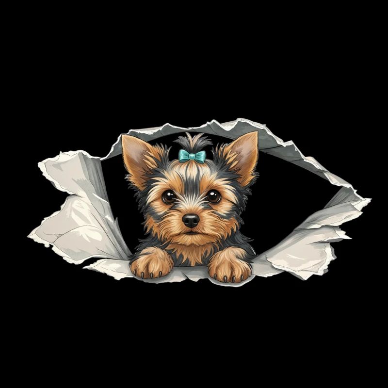 Süßer Peeking Yorkshire Terrier Yorkie Welpe