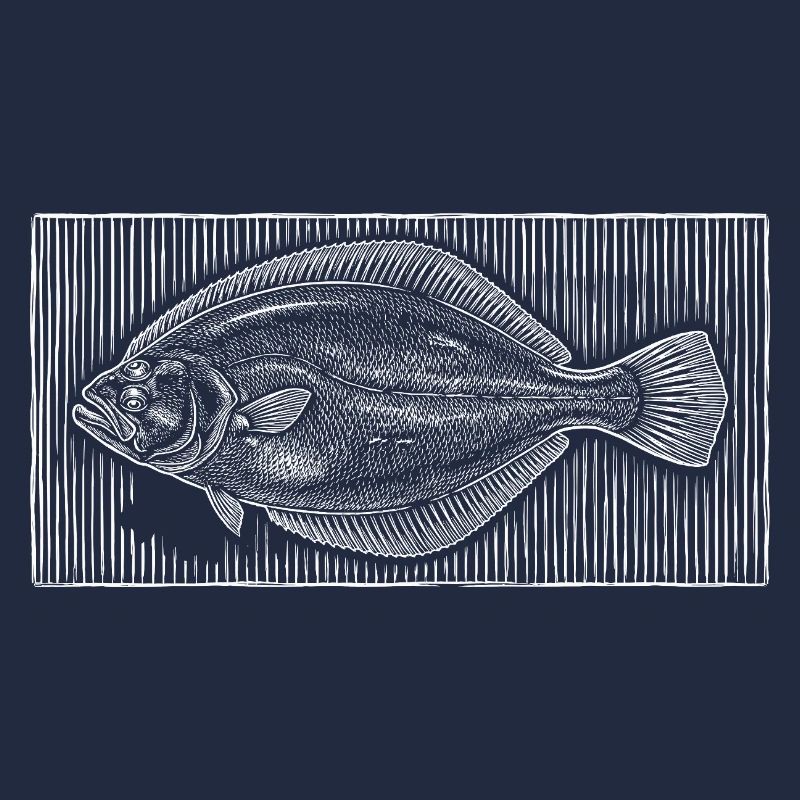 Gravure sur bois ancienne représentant un poisson plat – Pêcheur côtier