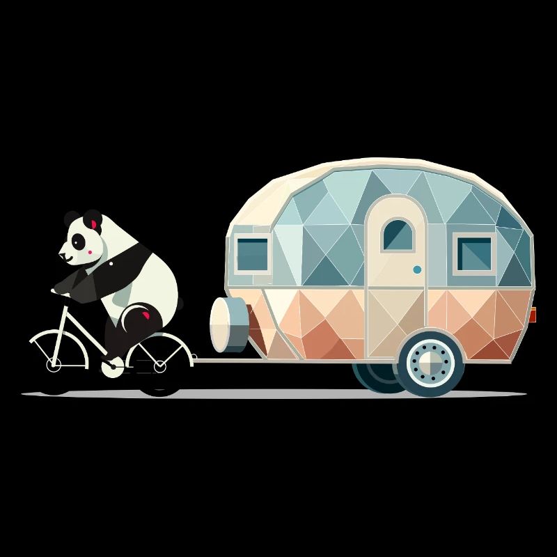 Panda avec caravane – Charmant design de voyage