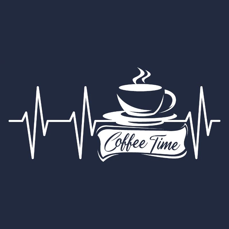 pulse coffee time café coffee logo heartbeat icon