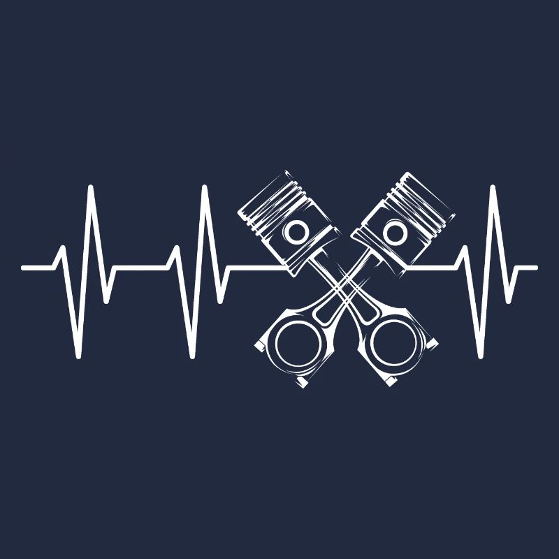 V8 Piston Pulse Racing Car Heartbeat Engine Logo