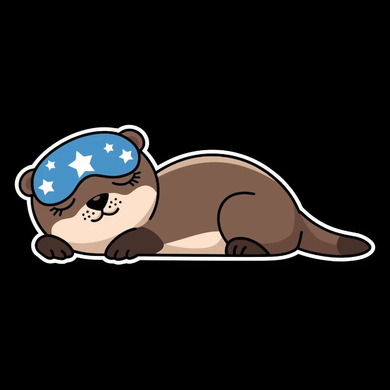 Adorable loutre endormie avec masque étoilé