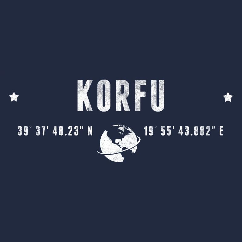 Corfu Stylized Geographical Coordinates