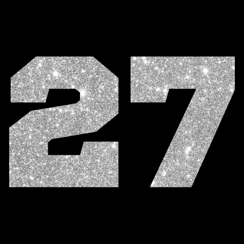 Number 27 Silver Glitter - 27th Anniversary