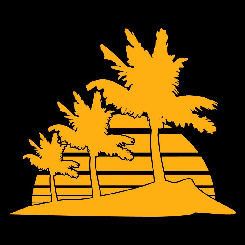 3 Palm Trees Island Tree Stripes Sun Sunset