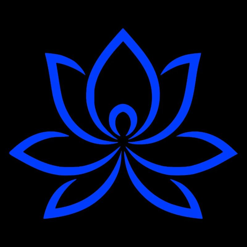 Éventail de Lotus Bleu à la Ligne Fleur Fleur Fine