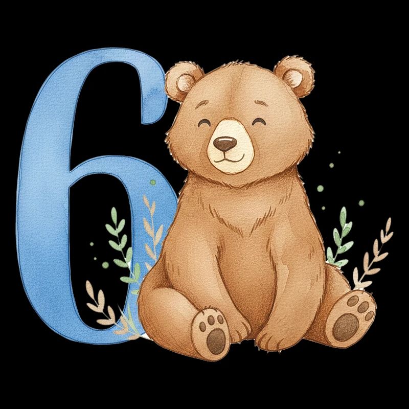 Ours aquarelle avec le numéro 6