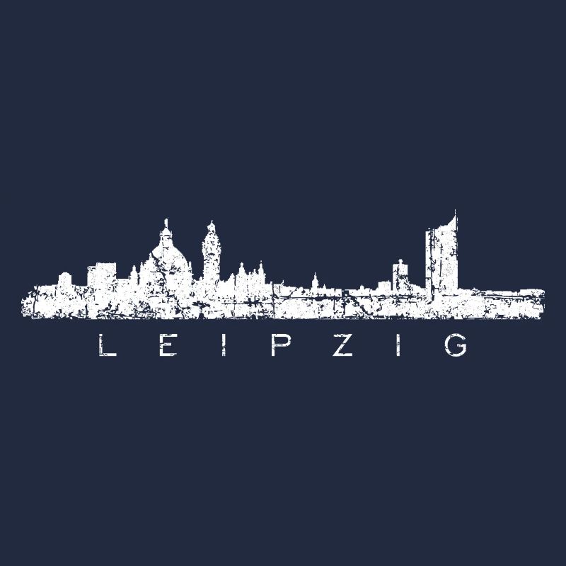 Leipzig Skyline Panorama (Vintage/Weiß)