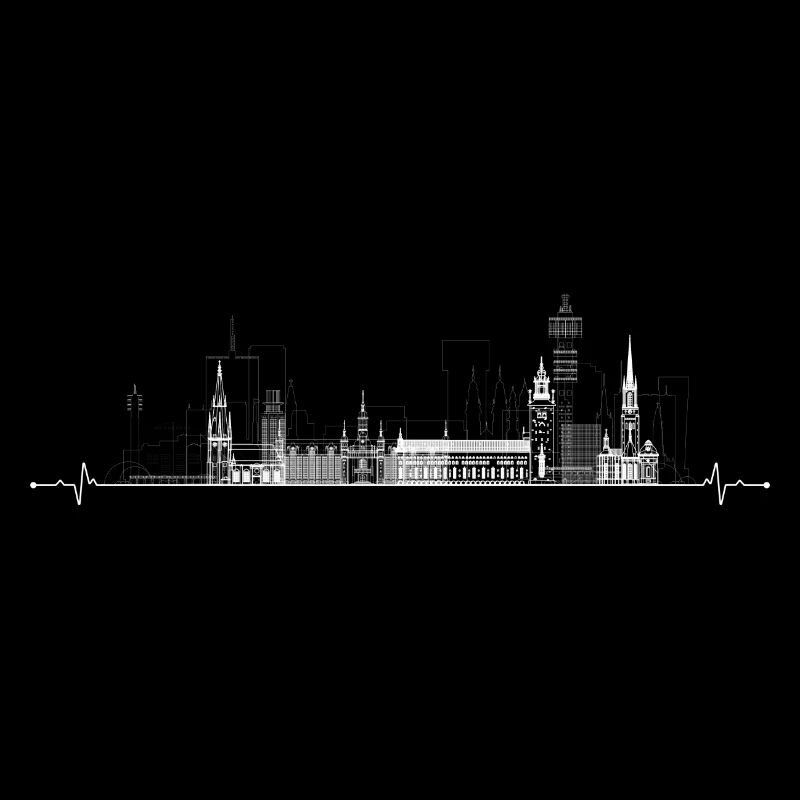 Urbane Skyline Puls Linie Kunst