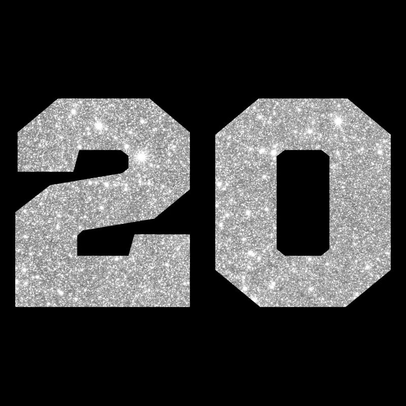 Numéro 20 paillettes argenté - 20e anniversaire