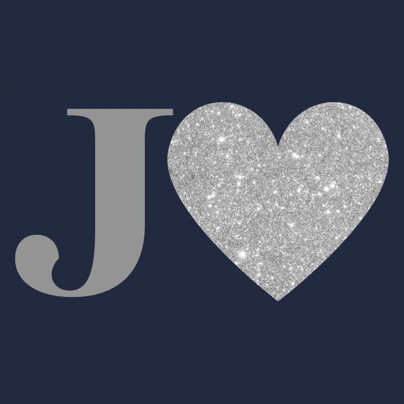 Letter j Silver Heart