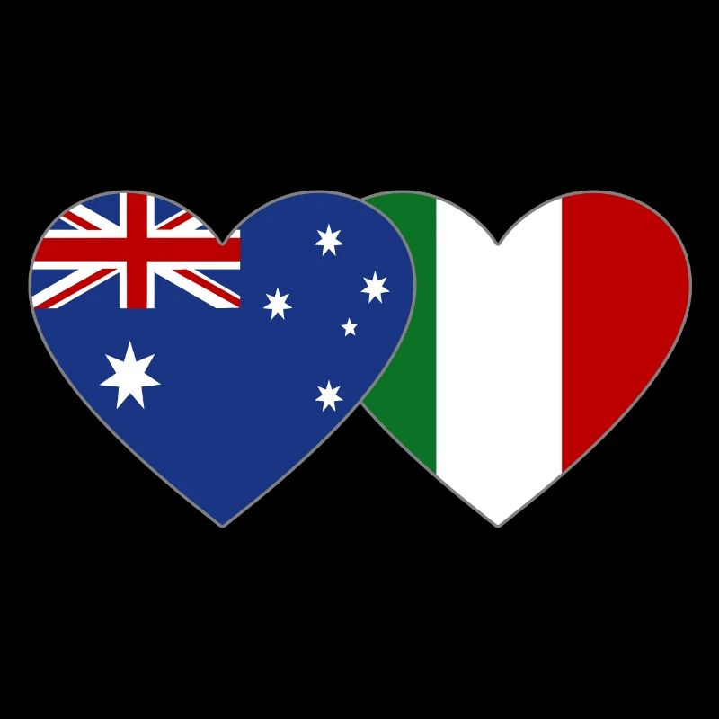 Australie Italie Drapeau Coeur