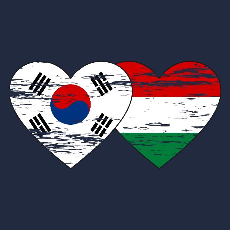 Corée du Sud Hongrie drapeau coeur utilisé