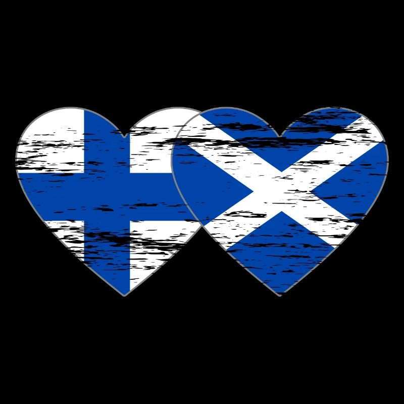 Finlande Ecosse drapeau coeur utilisé