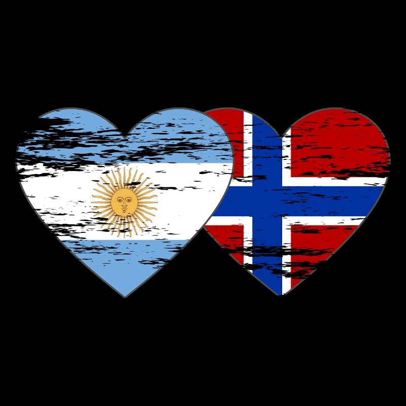 Argentine Norvège drapeau coeur utilisé