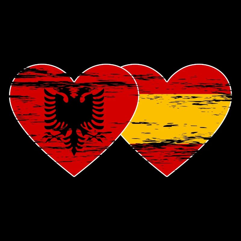 Albanie Espagne Drapeau Coeur Utilisé
