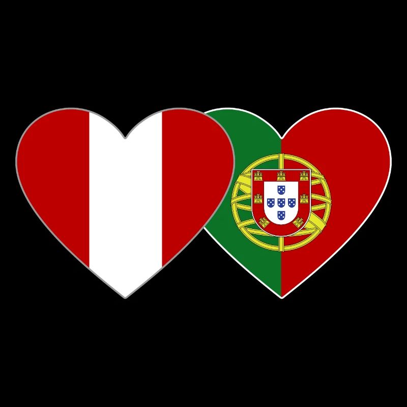 Pérou Portugal Drapeau Coeur