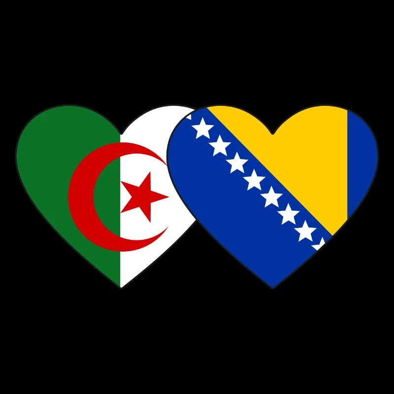 Algeria Bosnia Flag Heart