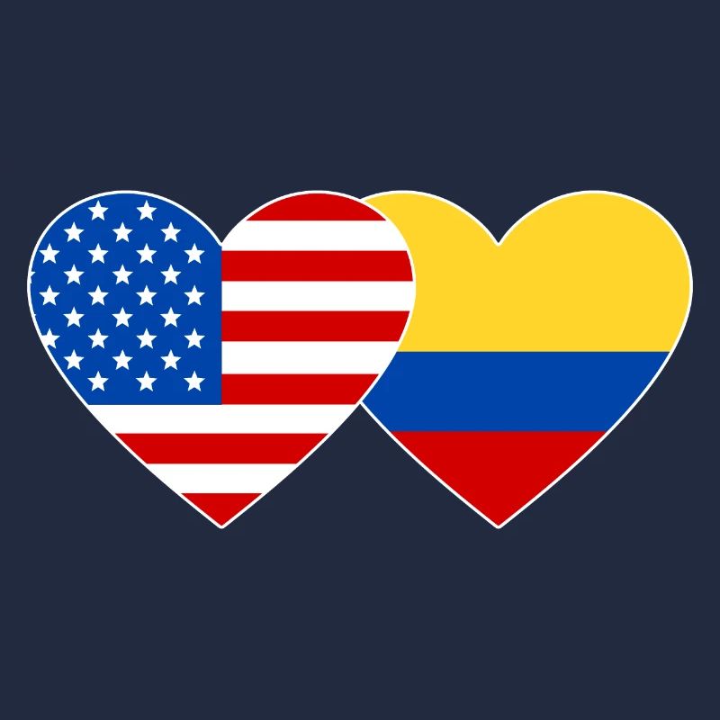 États-Unis Colombie drapeau coeur