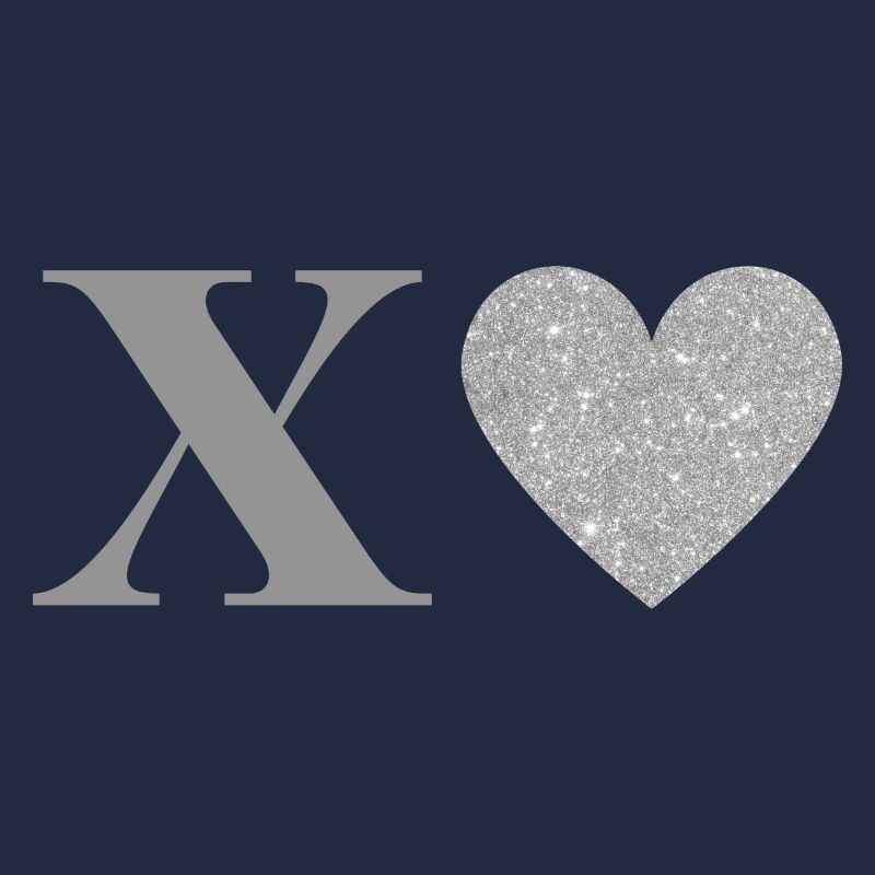 Letter x silver heart