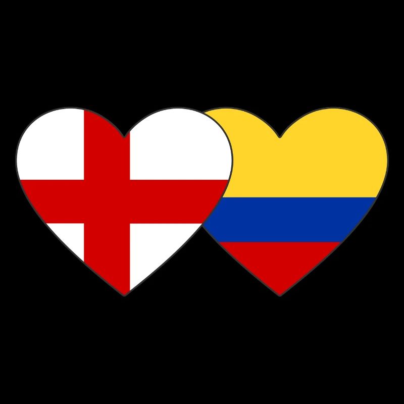 England Kolumbien Flagge Herz