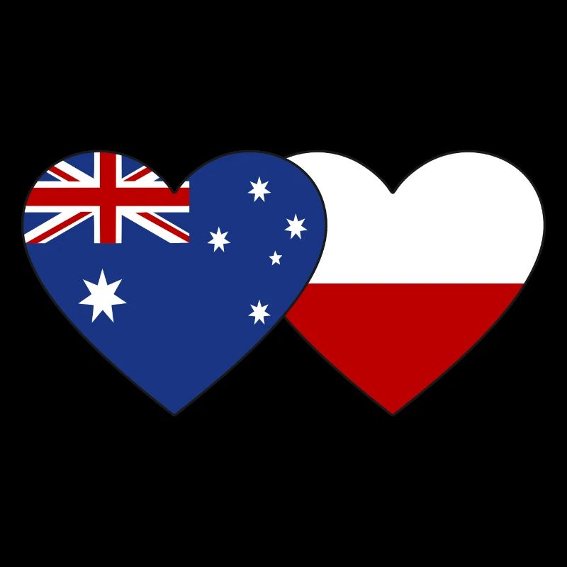 Drapeau de l’Australie et de la Pologne Coeur