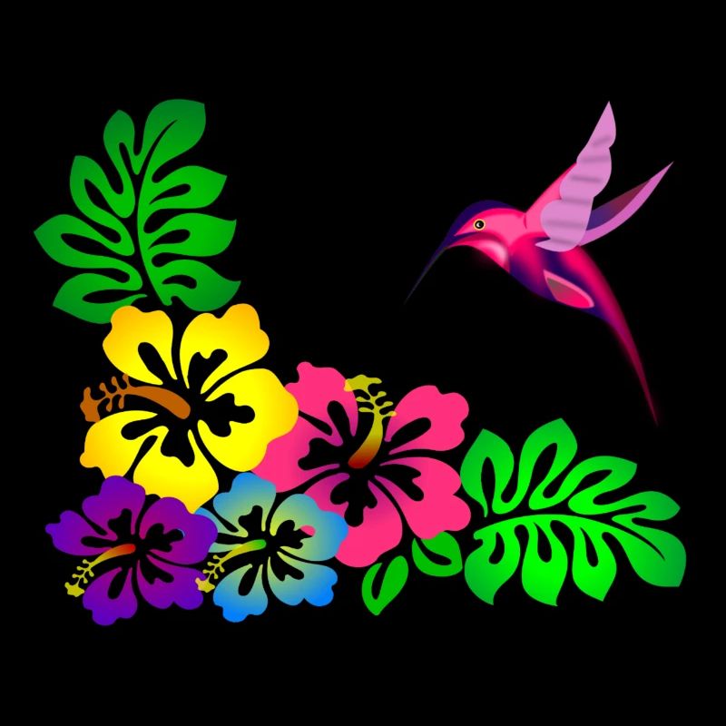 Colibri à motif tropical d’hibiscus