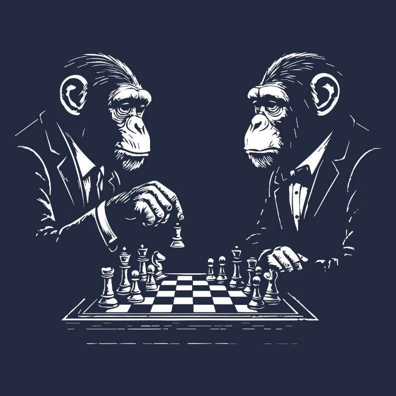zwei Affen spielen Schach