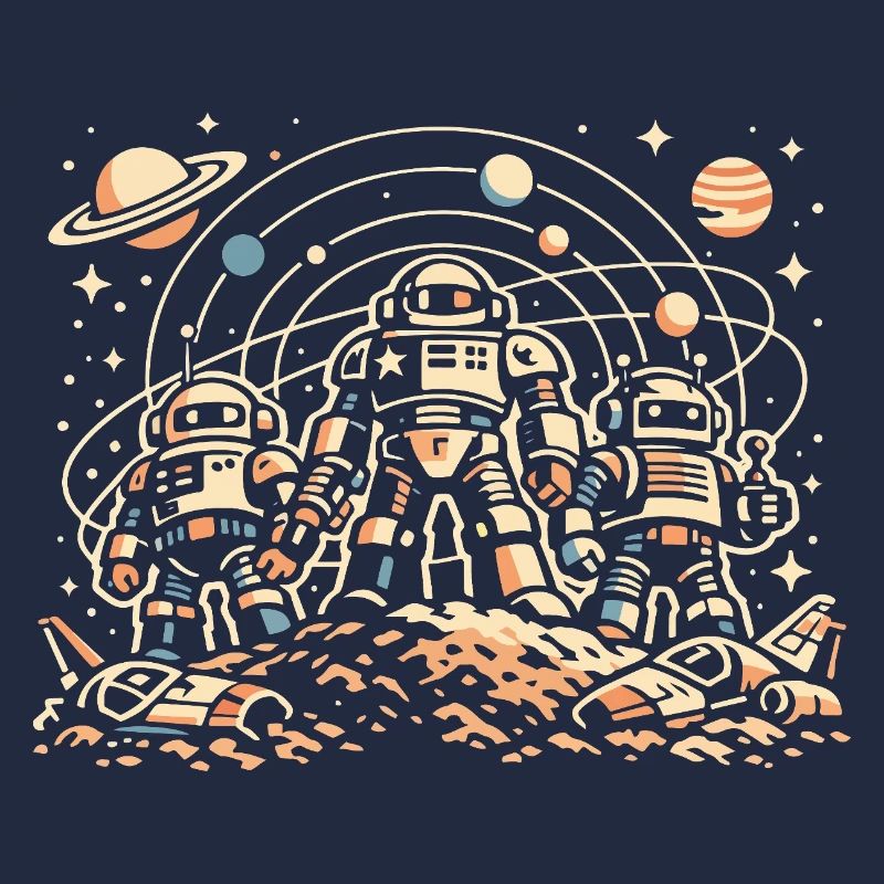 Astronautes sur lune orbitale