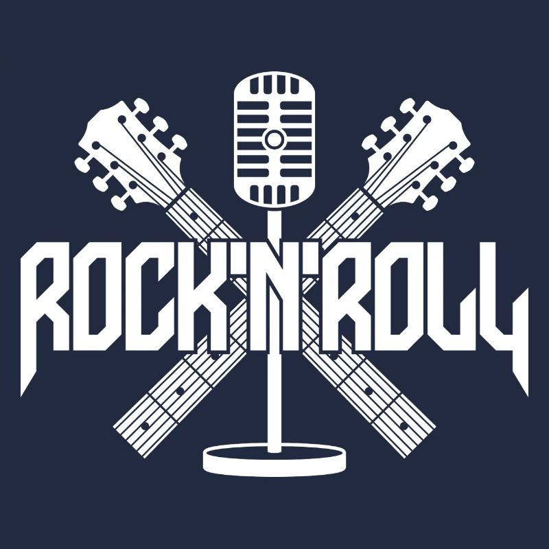 Logo Rock 'n' Roll avec guitares et microphone
