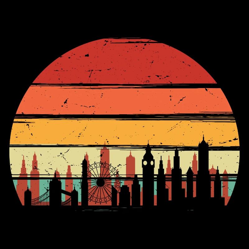 Rétro coucher de soleil sur les toits de la ville