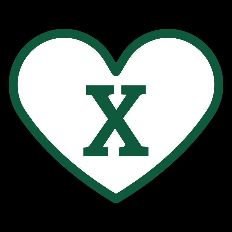 Lettre x cœur sport tendance vert - idée cadeau