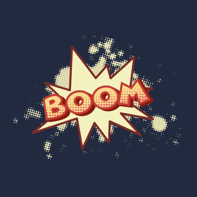Boom ! – Dessin animé rétro en demi-teinte