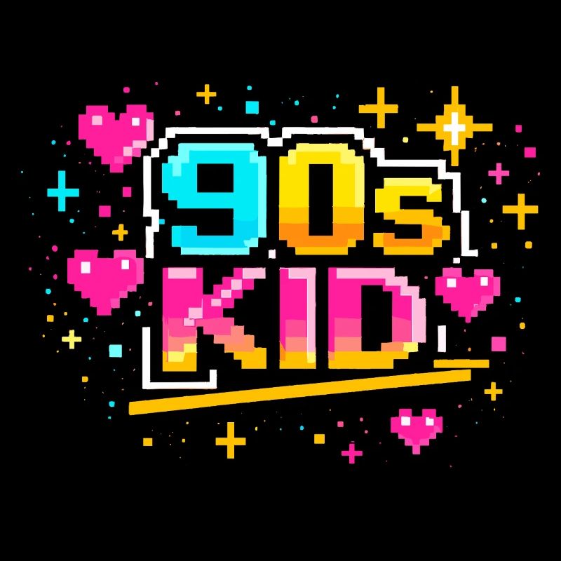 90er Pixelkid Neon Retro