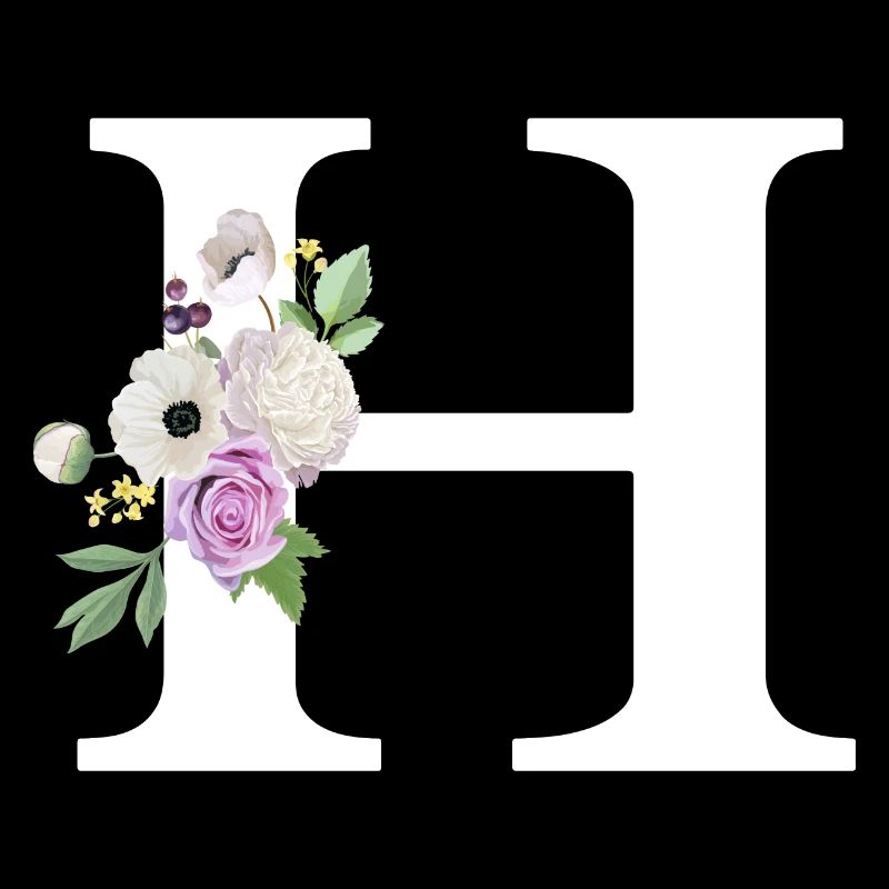 Lettre h floral violet