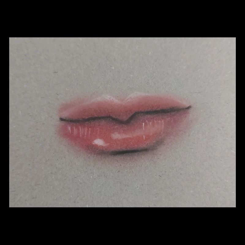 Expressive lip art on grey foil