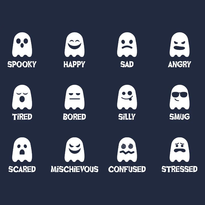 Ghost faces with varying moods