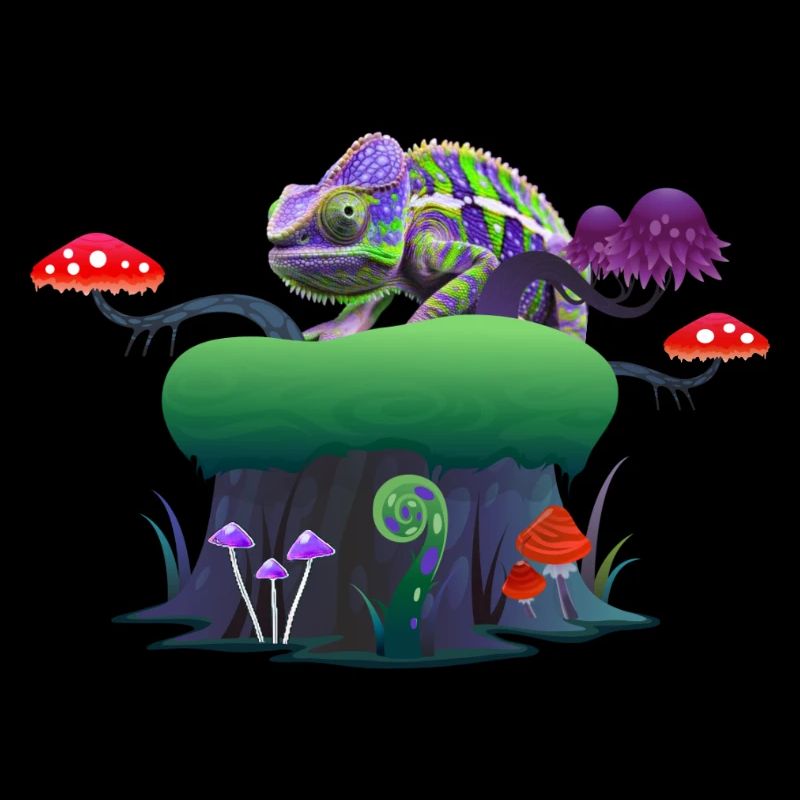 Neon Chameleon auf Mushroom Rock