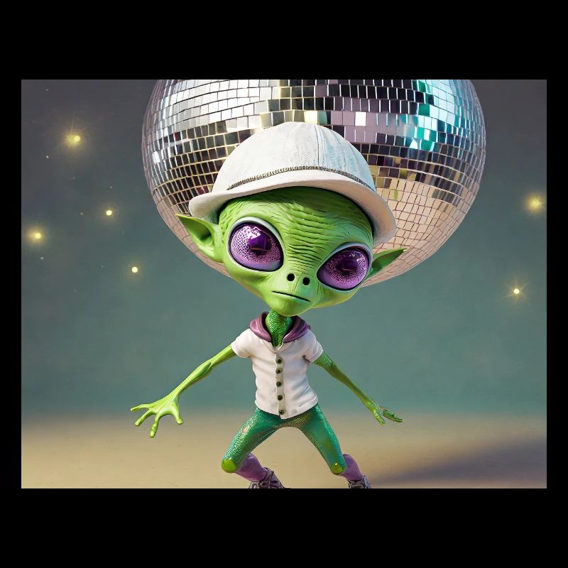 cute little green retro vintage alien everyday