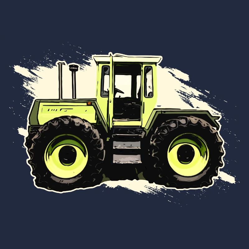 Green Tractor in Comic Style