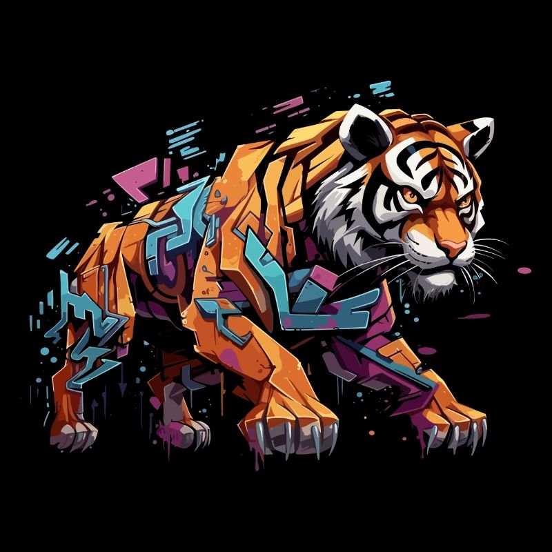 Urbanes Raubtier. Tiger im Graffiti-Stil.