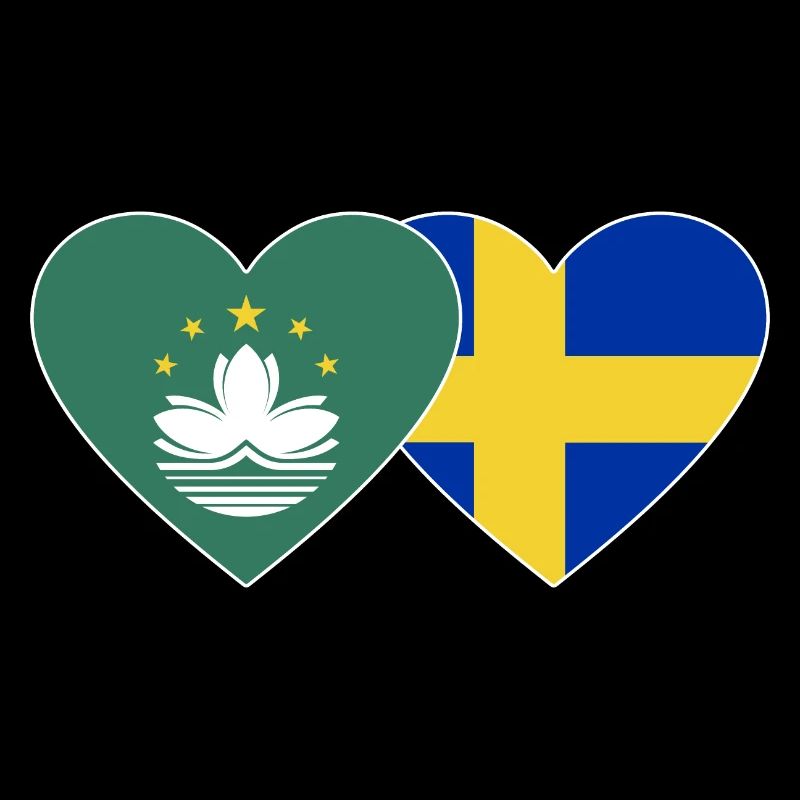 Macau Sweden flag heart