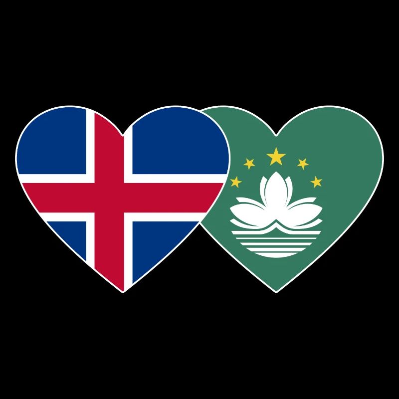 Iceland Macau Flag Heart