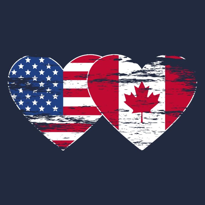 États-Unis, Canada, Drapeau Coeur Utilisé