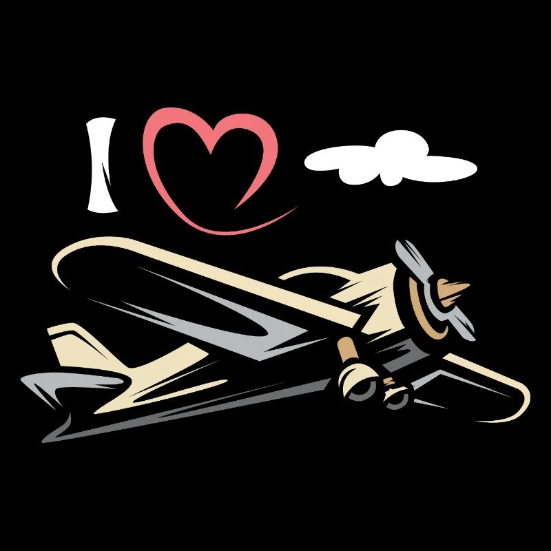 Flugzeug Liebe - Fliegerei und Piloten Symbol